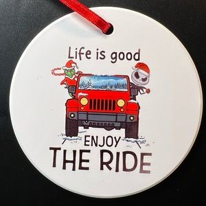 Ceramic Life Is Good Enjoy The Ride Round Christmas Ornament New